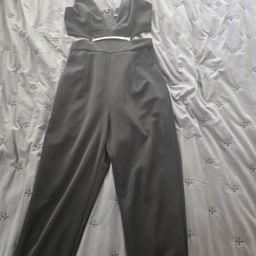 Express Black Cropped Bodice Wide-Leg Jumpsuit